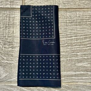 Vintage Pierre Cardin Logo Polka Dot Paisley Blue Acetate 17" Square Italian